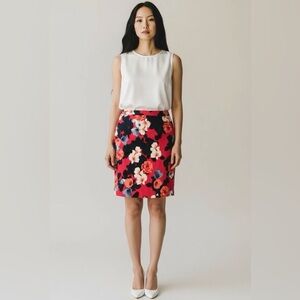 J. Crew Floral Pencil Skirt - Red and Black